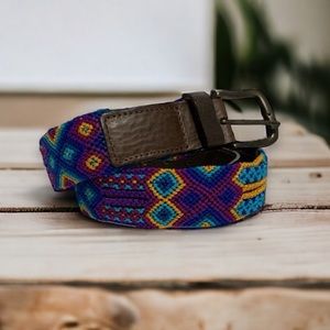 ECLECTIC ARRAY Chiapas Woven Belt - Magentas / Blues / Yellow | Size S/M